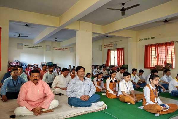 MVM School Kotdwar Principal and students doing meditation .